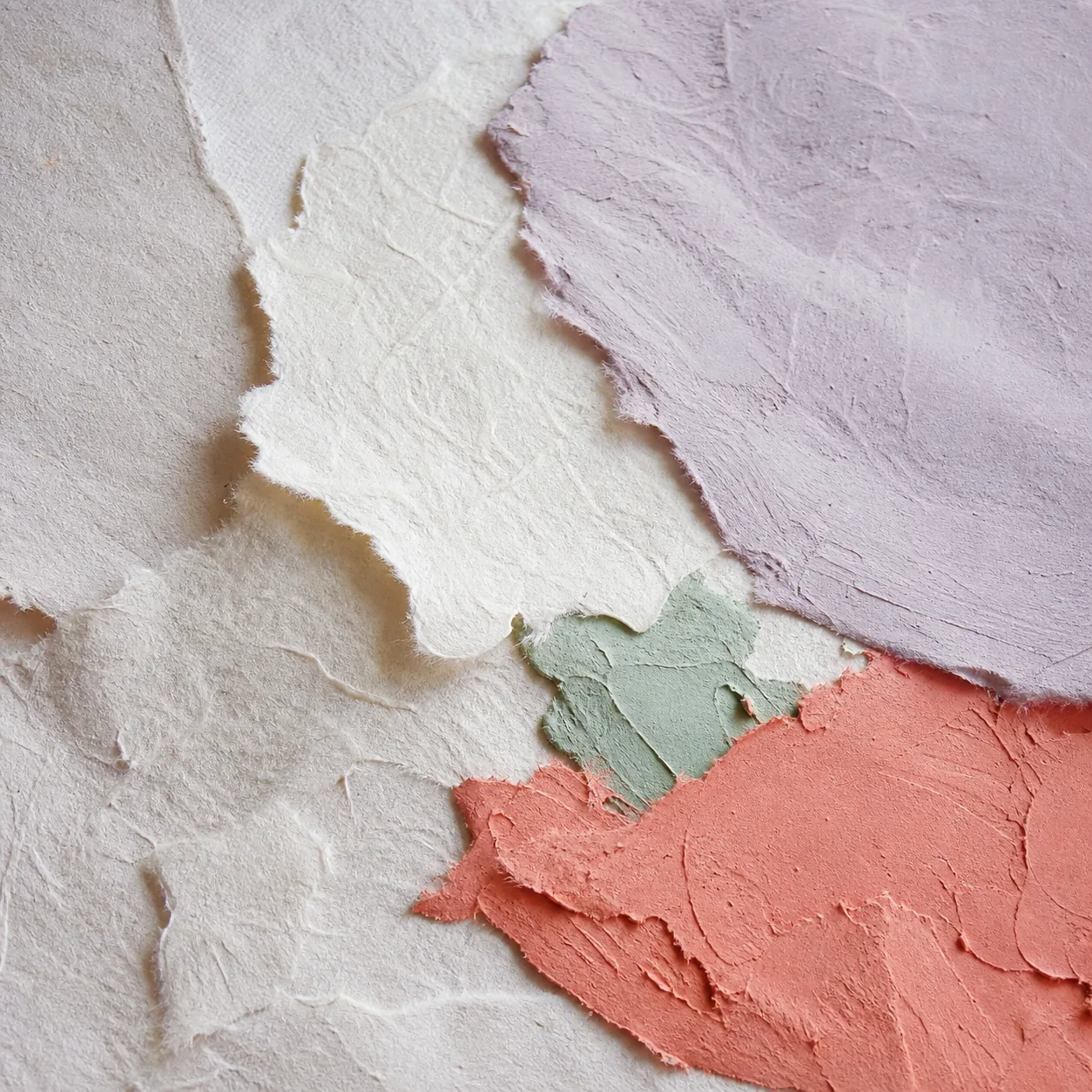 Layered handmade paper and mineral pigments